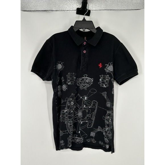 Ferrari‎ Short Sleeve Graphic Polo Shirt Logo AOP All Over Print Mens Large